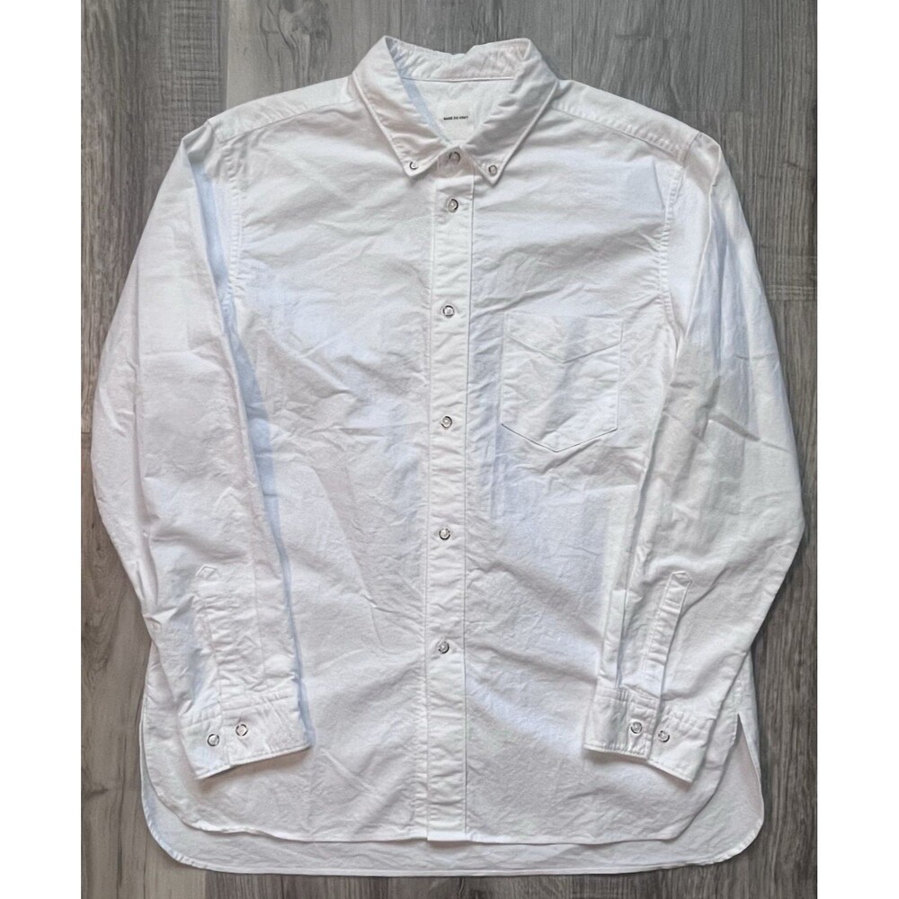 Sage De Cret Mens Large White Cotton Button Shirt Made In Japan Quiet Luxury